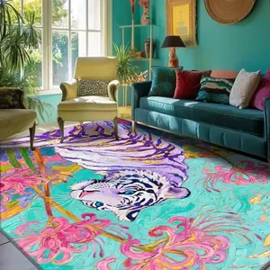 Luxury Vintage Patterned Velvet Carpet, Soft Comfortable Animal Print Rug, Living Room Sofa Mat, Bedroom Bedside Rug, Multi-Scene Use,merry Christmas、let it snow