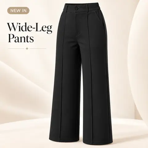 AVAMO Women's High-Waisted Medium Stretch Basic Straight Leg Dress Pants - Pocketed, All Seasons Slacks, Dressy Trousers for Women, Effortless Elegant Office-Ready Business Casual Bottoms,sohochic