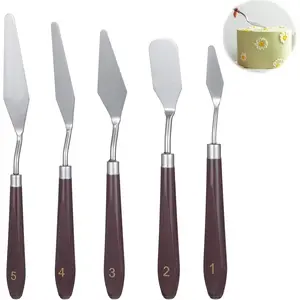5 Pcs Frosting Spatula, Dual-use Pallet Knife for Baking Pastry Cake Fondant Chocolate and Acrylic Art Painting Drawing Color Mixing Supplies