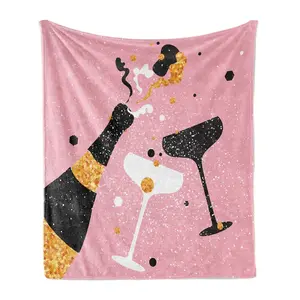 Custom Luxury Warm Fabric Oversized Thick Flannel Fleece Sherpa Blanket for Winter Cozy Gift Birthday Christmas Mother's Day