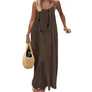 Summer Round Neck Backless Cami Dress for Travel & Parties