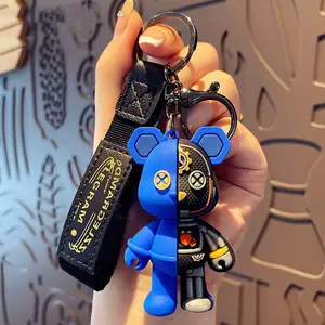 Mechanical Bear Keychain Bag Charm, Cartoon Teddy Car Key Chain, Creative Fashion Backpack Accessory, Unique Gift Idea