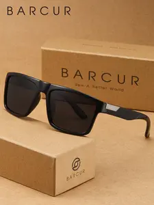 BARCUR Men's Polarized Sunglasses, Fashionable Comfortable Lightweight PC Material, Ideal for Walking Travel Driving, Geometric Plaid Design