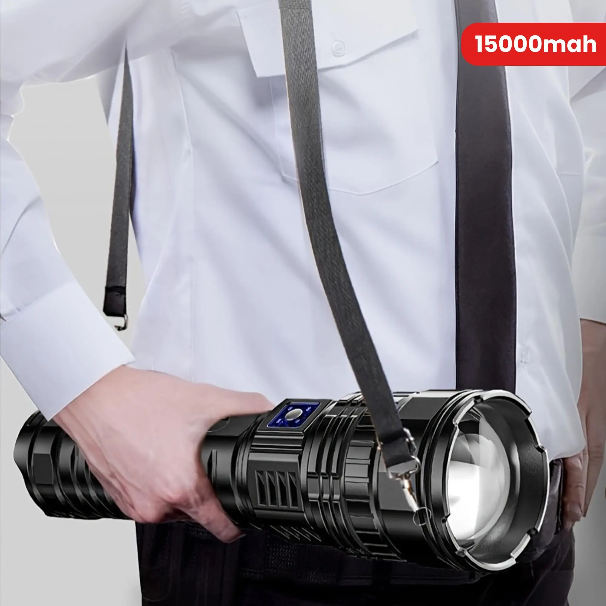 High Performance USB Rechargeable Zoomable Tactical Flashlight with 15000mAh Battery, Long-Distance Lighting, USB Charging, Mobile Power Function, Digital Display, Suitable for Emergency, Camping, High Performance Flashlight, Usb Rechargeable Flashlight