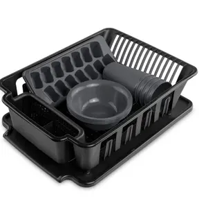 Complete 12-Piece Kitchen Set in Black – Includes Bowls, Tumblers, and More