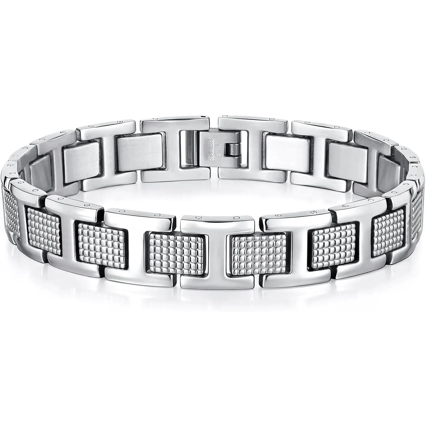 VNOX Mens Silver Bracelet Inoxidable Metal Stainless Steel Link Chain Bracelets Elegant Jewelry Gifts for Men Dad Husband,Adjustable