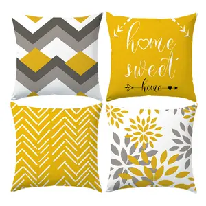4PCS Yellow Petals Throw Pillow Cover, 20 x 20 Inch, Pillow Cover for Cushion Living Room, Bedroom, Couch and Sofa, High Listed Printed (No Pillowcase Insert)
