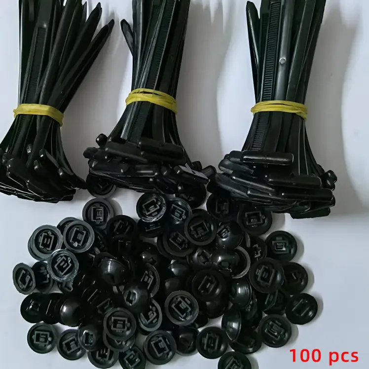100Pcs Heavy Duty Nylon Universal Cable Ties, Self-Locking Zip Tie Holder with Reusable Easy-Adjust Design ,Weather-Resistant for Outdoor Use , Ideal