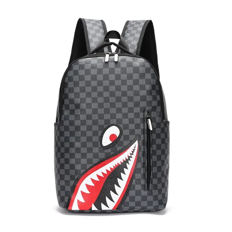 Fashionable Shark Pattern Backpack, Casual Large Capacity Backpack for Men, Business Style Travel Backpack for Daily Use, Casual Daypack