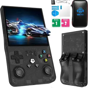 R36max Handheld Game Console Wireless Portable 3.5-inch IPS Screen 64GB Memory Supports Over 20000 Games Portable Arcade Gift for Birthdays and Christmas Protection Black