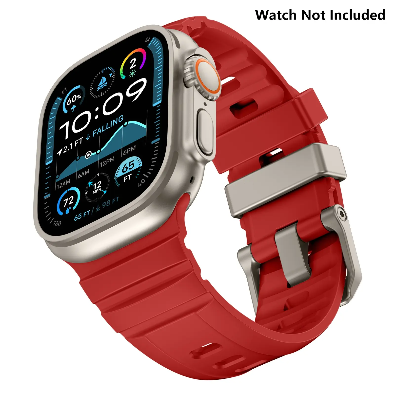 Waterproof Silicone Sport Bands Compatible for Apple Watch Ultra 2/SE/Series 10/9/8/7/6/5/4/3/2/1, Replacement Wristbands for Men & Women, Smart Watch Straps (Watch Not Included) Only Band -49/46/45/44/42mm