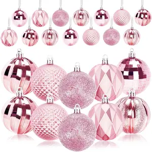 24 count Large Christmas Balls Ornaments,60mm/2.4 in Shatterproof Plastic Decorative Xmas Tree Ornaments, Assorted Christmas Ball Ornaments for Wedding Mothers Day Party Decorations ()