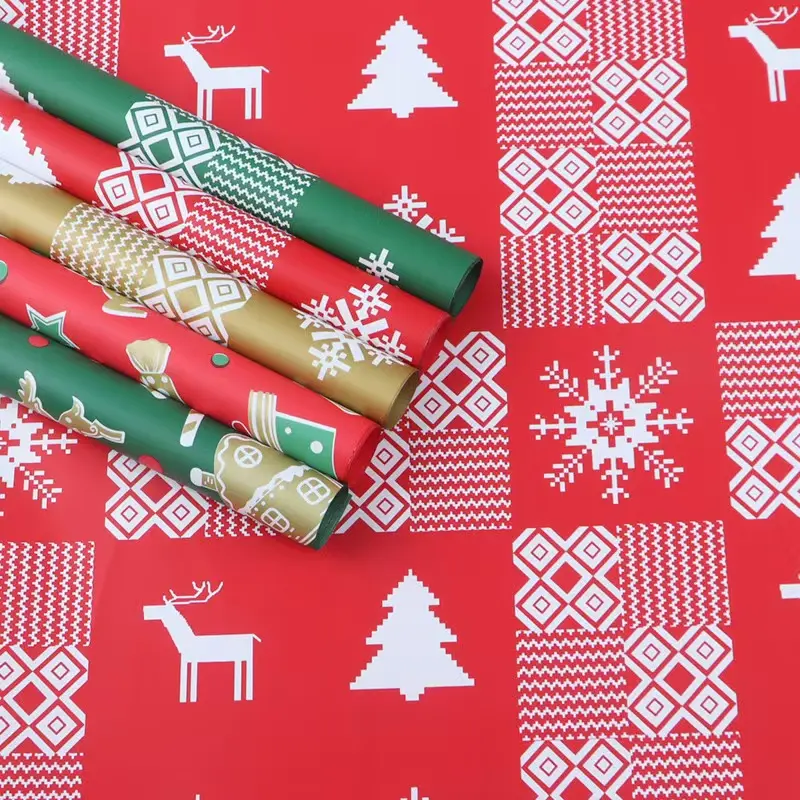 (20 Sheets) Christmas Series Wrapping Paper High-End Waterproof Elegance DIY Floral Gift Packaging Paper for Holiday Bouquets