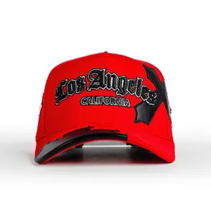 Los Ángeles red Baseball Cap with Gold Embroidery Be Real Without Screwing Anyone Design Sleek Stylish Look