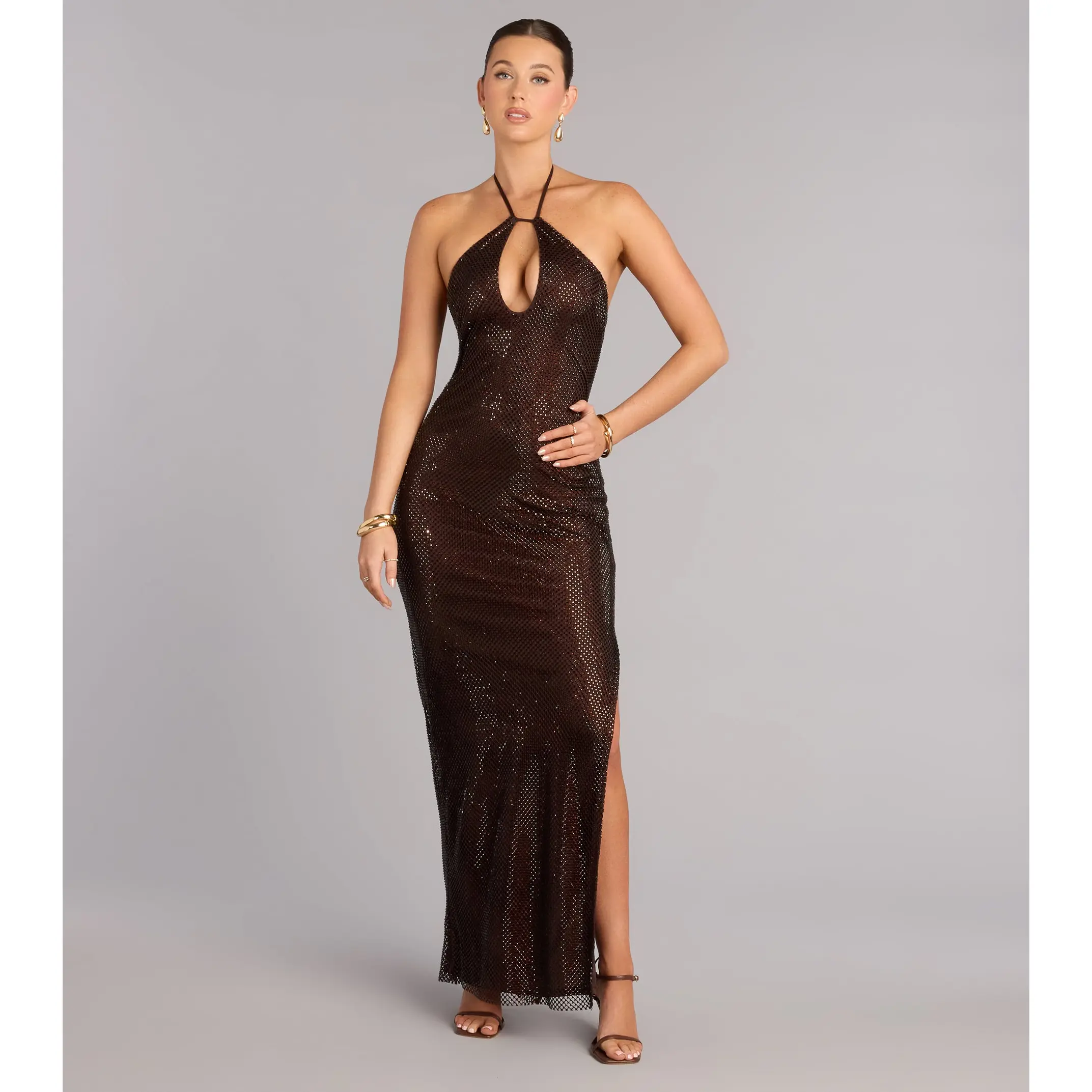 Jessie Fishnet Rhinestone Mermaid Formal Dress