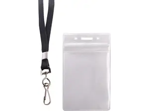 Advantus ID Holder/Lanyard Combo Pack - Vertical - Vinyl - 20 / Pack - Black/Clear  AVT91131