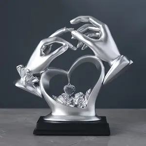 Elegant Resin Love Symbol Crystal Decoration with Heart Gemstone, Perfect for Bedroom Decor, Engagement, Wedding Gifts, Valentine's Day