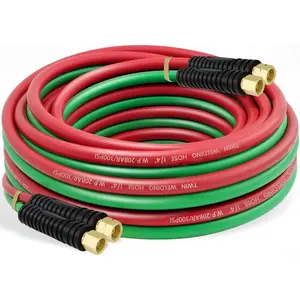Oxygen Acetylene Hose 1/ 4inch  * 25 ft with 9/16"-18 B Connector, Torch Hose, R Grade (25 ft)
