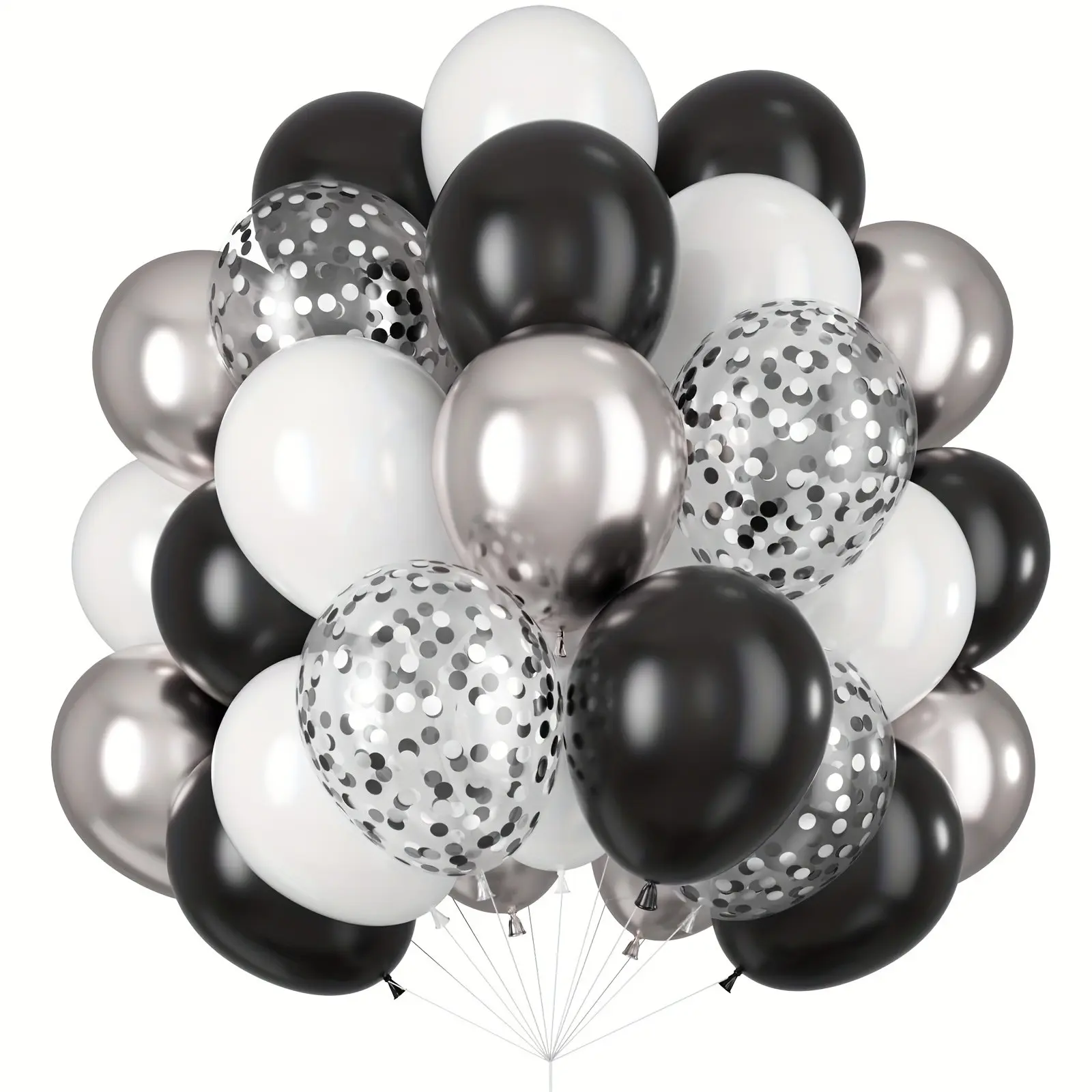 30 Silver Color Balloons with Confetti, Graduation Party Decoration Set, Balloon Party Supplies, Party Balloons Decorations, Perfect for Festivals, Weddings, Birthdays, Anniversaries