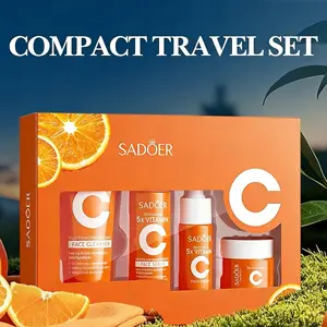 Travel-Sized 4-in-1 Skincare Kit - Cleanser, Toner, Face Oil& Moisturizer | With Vitamin C & Niacinamide |Holiday  GiftSet glowy pure viram in a c facial