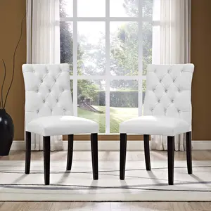 Modway Duchess Dining Chair Vinyl Set of 2 in White