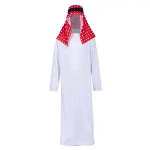 High Fidelity Comfort Breathable Arab Chief Costume Set, Halloween Party Festive Cosplay Performance Robe + Wave Headscarf, Carnival Essential