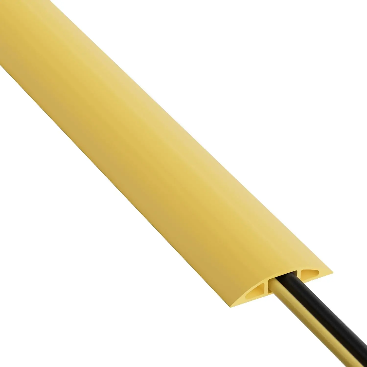 6ft Floor Cord Cover, Floor  Protector, Extension Cord Cover, Protect Wires &   Trips,  Management Solution - Cord Cavity = 0.63" (W) x 0.31" (H) - Safety Yellow