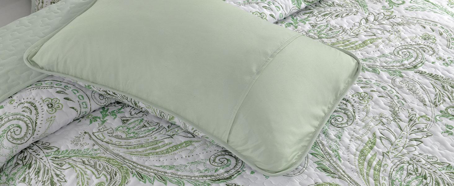 Paisley Set King Size,3 Pieces Boho Bedspread, Soft and Lightweight Microfiber Coverlet Bedding Set for All Season(110''x90'')