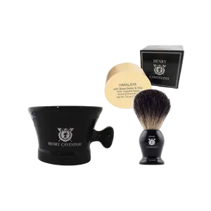 Henry Cavendish® Himalaya Shave Kit with - Shave Soap, Long Lasting 3.8 oz Puck Refill, plus Ceramic Shave Soap Bowl, plus Gentleman's 100% Pure Badger Hair Shave Brush.