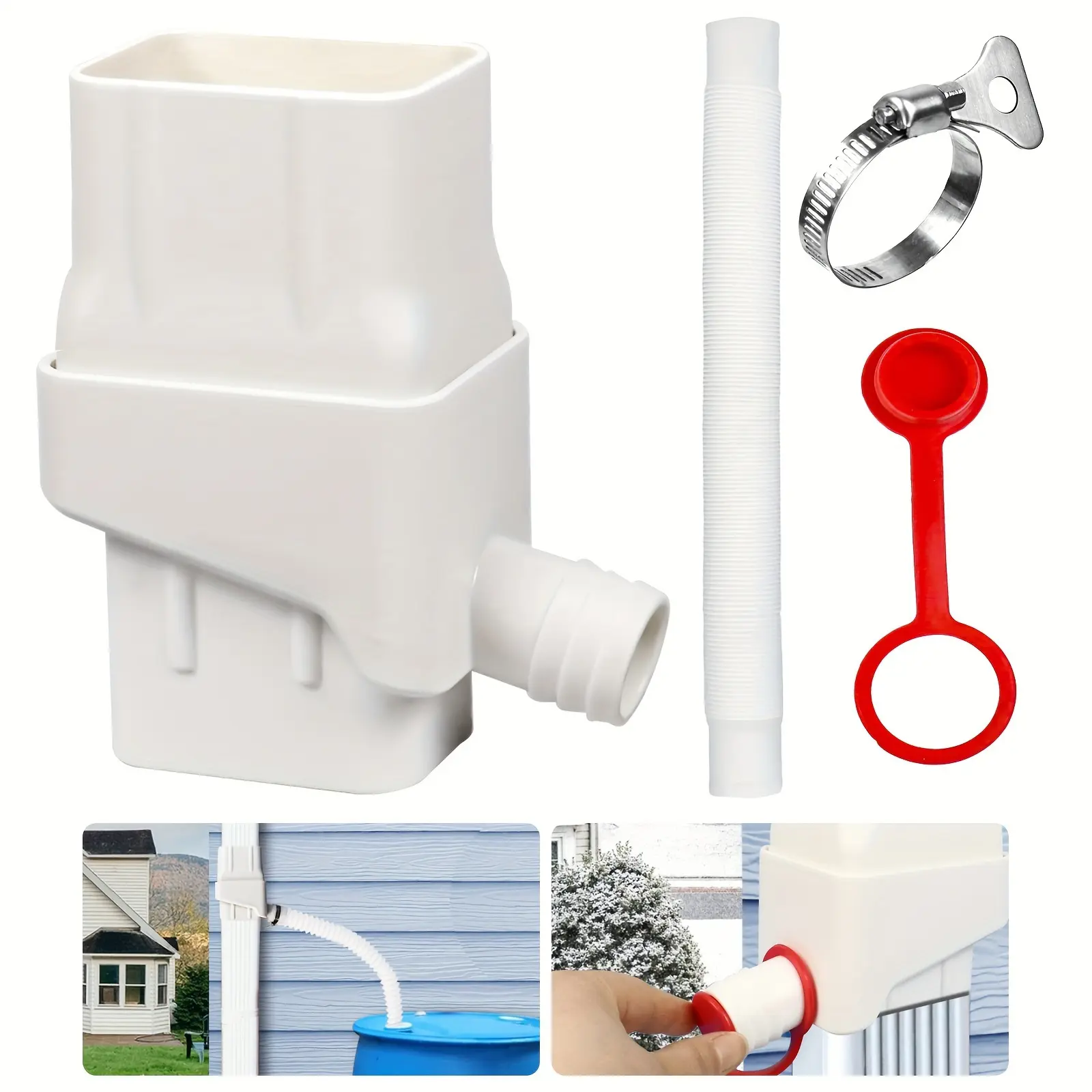 Rainwater Diverter Kit , Downspout Compatible Outlet Rainwater Collection System with Hose Rain Barrels to Collect Rainwater from Gutter