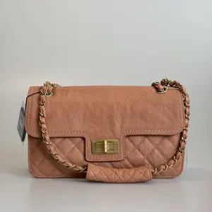 Pre-owned CHANEL Calfskin Shoulder Bag 2.55 Medium Pink Quilted Grained Gold Tone Hardware 62774287