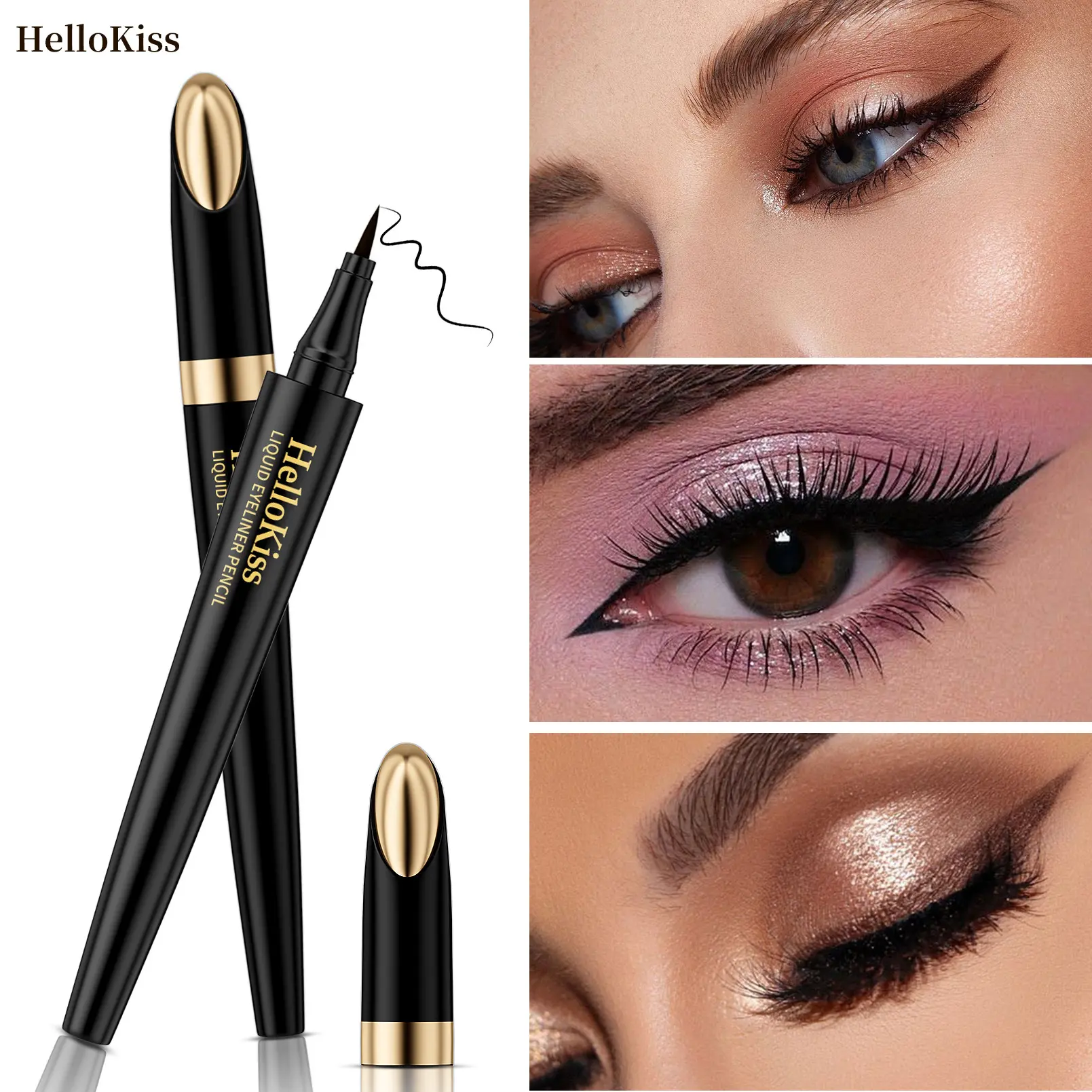 Hellokiss Waterproof and Oilproof Eyeliner Black Coffee Color Non-smudge Eyeliner Liquid Pen Cross-border Makeup Wholesale