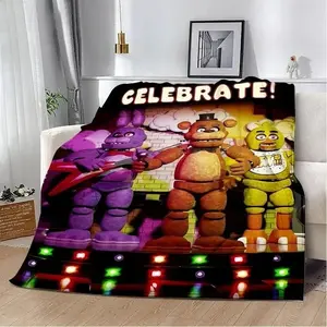 Five Nights At Freddys FNAF Cartoon Blanket Ultra Soft Flannel Cozy Warm Bedroom Couch Sofa Home Travel Throw Decor Decorative Throw Perfect Birthday Gift Christmas Gift for Horror Game Fans Kids Teens Adults Men Women Freddy Fazbear Style
