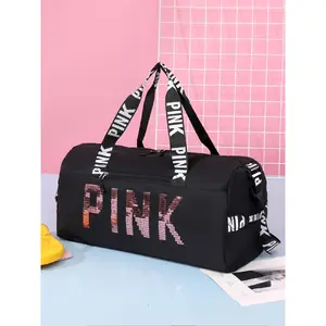 Fitness Bag with Shoe Compartment, Stylish Letter-Print Large-Capacity Lightweight Crossbody Gym Bag, Multifunctional Shoulder Bag