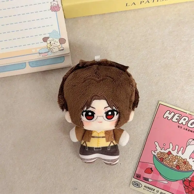 10cm Attack on Titan Cartoon Character Plush Doll Keychain Charms - 4pcs a Set Eren Mikasa Levi Unisex Bag Pendant Keychain, Backpack Decoration, Kids' Gift