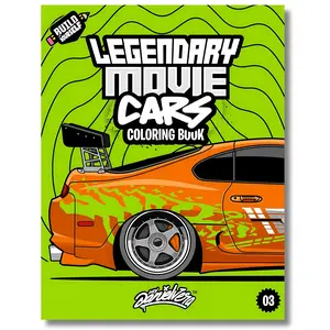 Legendary Movie Cars Coloring Book: Fun automotive adventure with 45 coloring pages Relaxation special edition Step-by-Step Drawing whimsical drawing