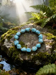 Natural Blue Turquoise Irregular Cut Bracelet, Unique Handmade Design, Unisex Casual Jewelry, Perfect for Daily Wear, Party, Anniversary, High Quality Bracelet
