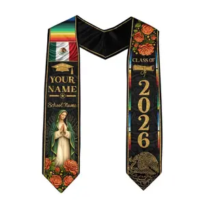 [HOT 2026] Customized Name Mexican Graduation Sash 2026 Mexican American Flag Graduation Sash Hispanic Sash