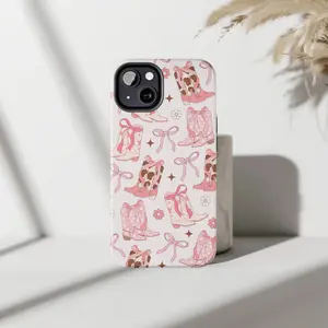 🎀 Pink Coquette Cowboy Boots Case  Cute Western Cowgirl Aesthetic Cover for iP Phone 16 15 14 13 12 11 Pro Max Plus X XR 8 7