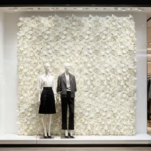 Artificial Flower Wall Backdrop, Wall Hanging Backdrop, Romantic 5D Grid Bottom Faux Flower Wall, Elegant Event Backdrop for Weddings Birthday Party Decoration, Fruit