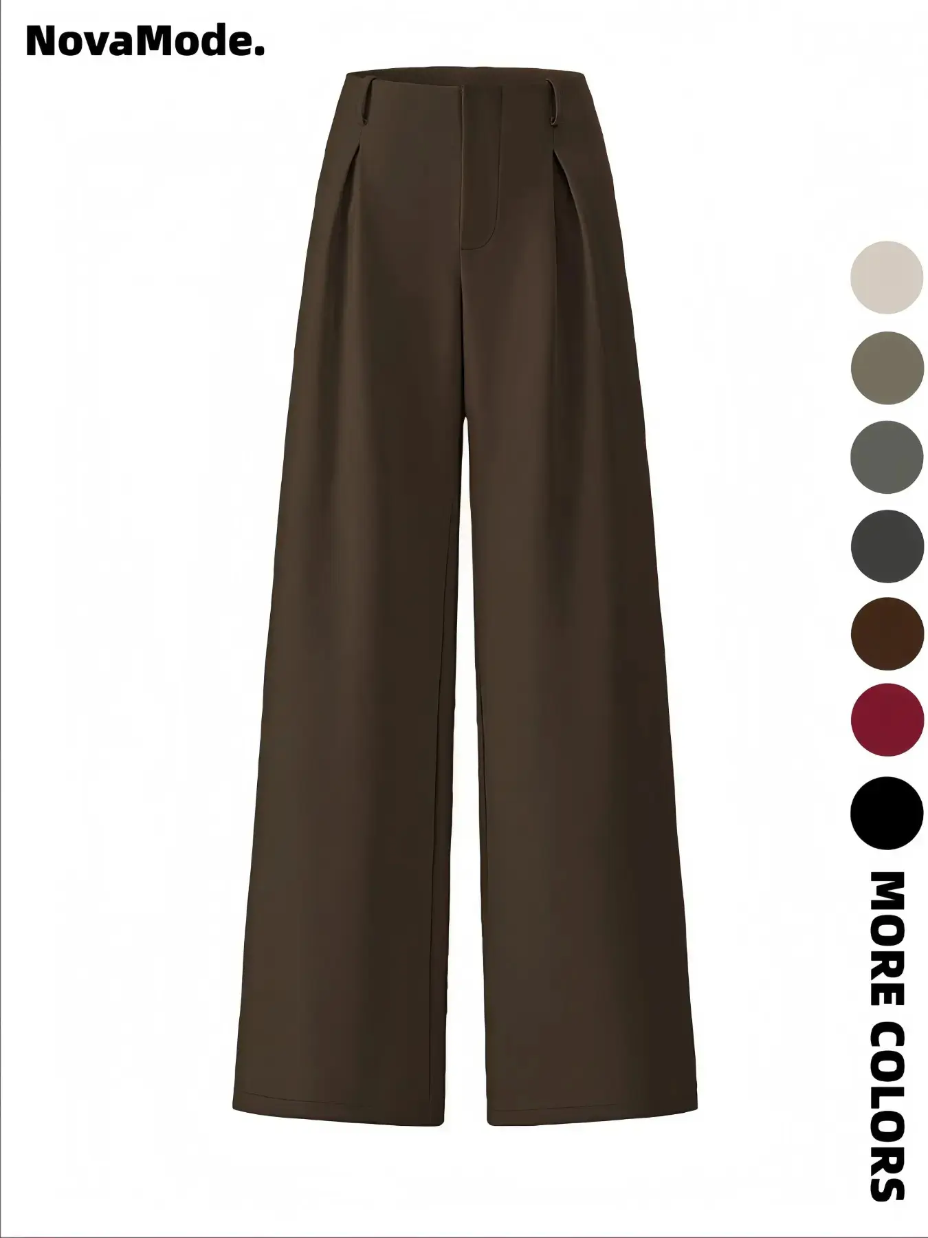 Women's Solid Color Plicated Pocket High Waist Wide Leg Minimalist Pants, Elegant Zipper Fly All Seasons Trousers for Work Office Business, Ladies Spring & Fall Clothes, Bottom, Basic, Womenswear