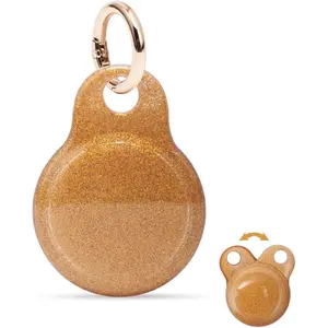 Holder,Hard PC IML  Case with Keychain Compatible with Apple Air Tag,Dust and Shock Proof Air Tag Holder for Kids,Dogs,Cats,Keys,Luggage-Tortoise Shell