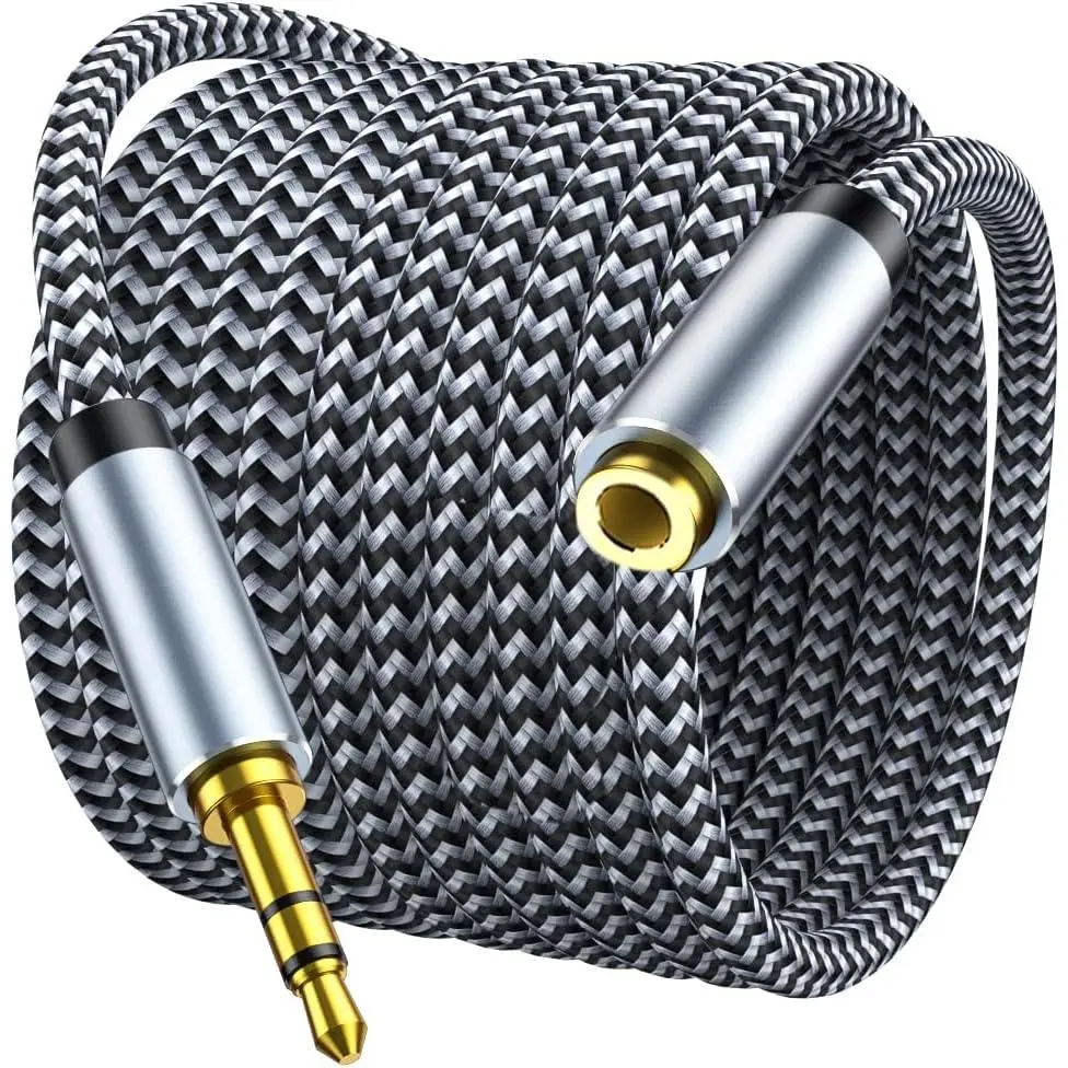 3.5mm Headphone Extension Cable, 4ft Nylon Braided Aux Cord Extender for Audio Devices with Audio Output, Smartphones, Tablets (No Mic Support, Headphone Accessories)