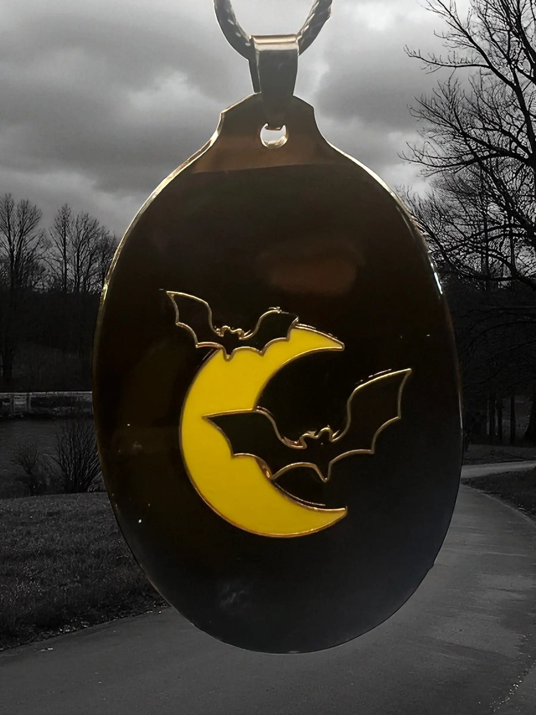 Bat and Moon Tibetan Spoon Necklace