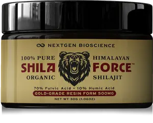 ShilaForce Shilajit Pure Gold-Grade Wild-Harvested Himalayan Organic Resin - 500mg 70% Fulvic Acid & 10% Humic Acid with 85+ Trace Minerals for Enhanced Energy & Immune Support, 30g Supplement Healthcare