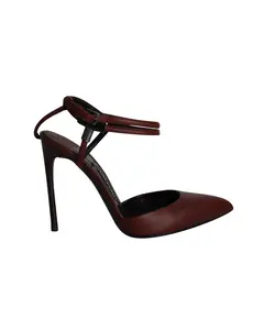 Pre-owned Tom Ford Tom Ford Double Ankle Strap Pumps in Maroon Leather by Rebag