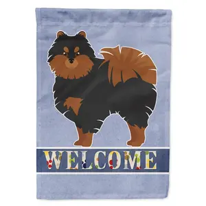 212 MAIN Decorative Pomeranian Welcome Garden-Size Flag, Home Improvement & Garden Decor Supply, 11X15 In