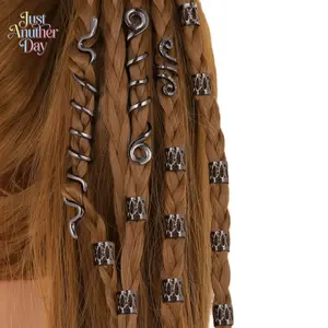 Viking Metal Hair Beads Set Retro Punk Hair Rings & Spiral Coils for Braids Dreadlocks & Boho Hairstyles Perfect for Festivals Cosplay & Daily Edgy Style 20+Pcs Pack