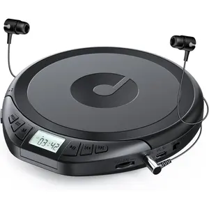CD Player Portable CD Walkman: with Earphones Portable CD Player for Car with Anti-Skip Shockproof Personal CD Player with LCD Display Support PROG Memory Function Repeat Playback Sound