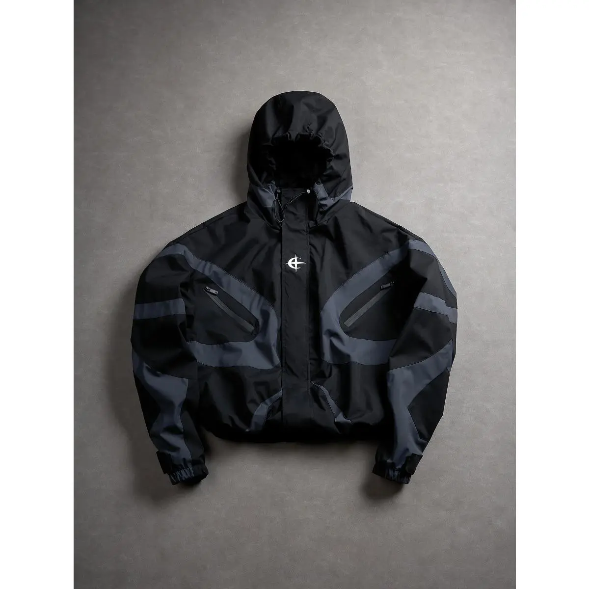 Futuristic Techwear Jacket | Grey & White Aesthetic Windbreaker SpringStatements
